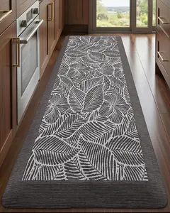 LUMI 0.9" Extra Thick Anti Fatigue Kitchen Floor Mat, High-Density Foam Standing Desk Mat, Tropical Fern Leaf Pattern, Waterproof Non-Slip Comfort Mat for Sink, Office, Laundry, 20"x48", Leaf Brown