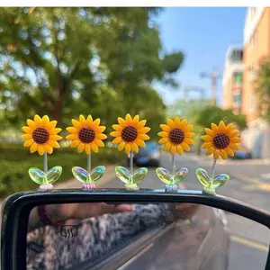 Sunflower Flower Cute Car Decor Ornament for Dashboard and Interior Accessory