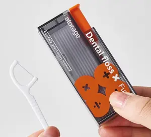 2PCS Portable Automatic Dental Floss Dispenser, Deep Cleaning Floss Picks, Reusable Fine Floss Sticks with Pop-Up Organizer, Travel Case for Home, Office, Camping, and Daily Use, Orange,Pink,Green.