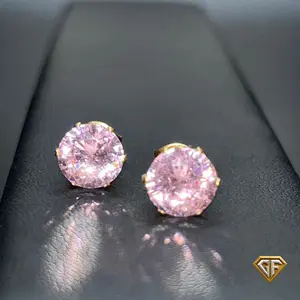 Pink Tourmaline Stud Earrings, October Birthstone Stud Earrings, Round Pink Gems