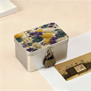 Vintage Style Iron Storage Box with Password Lock, Perfect for Cosmetics Jewelry Certificates, Metal Art Organizer, Travel Friendly