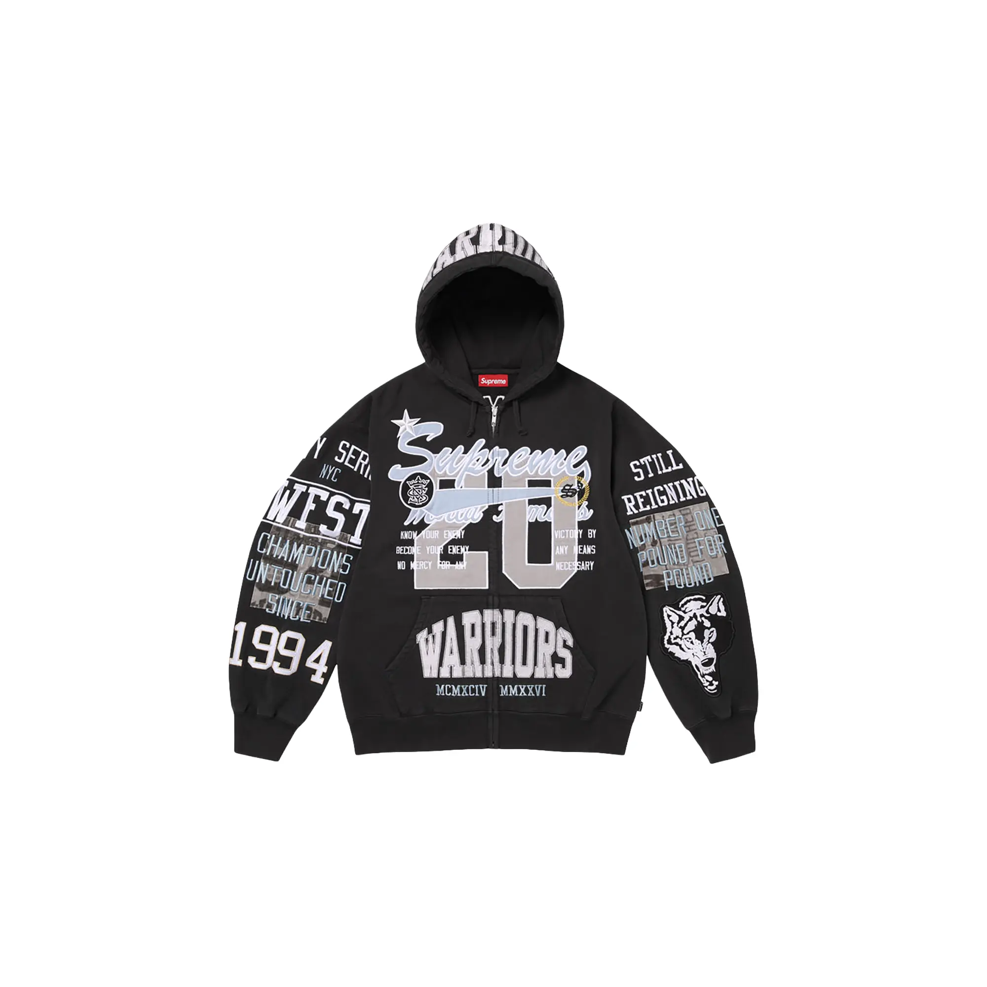 Warriors Appliqué Zip Up Hooded Sweatshirt "SS26 - Black" SU27600