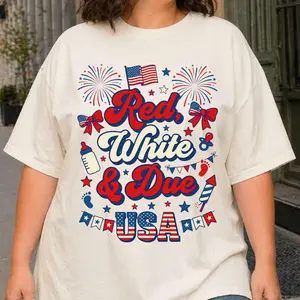 Comfort Colors Red White & Due Usa T Shirt, 4th Of July Pregnancy Announcement Shirt For Her, Patriotic Gift For Mom To Be, Unisex Garment-Dyed Tee, Classic Streetwear
