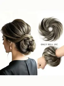 Human Hair Buns Chignon Ponytail Hairpiece Updo Donut Real Hair Extensions Flexible Elastic Band Human Hair Extensions