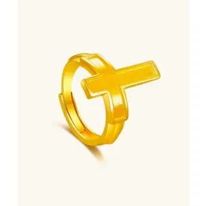 24K Yellow Gold Cross Ring