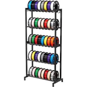 VEVOR 3D Printer Filament Storage Rack, 5 Tier Heavy Duty Storage Shelves for 3D Printing Filaments, Filament Spool Holders Racks for 3D Printing Studio, Home Studio, Office, Workshop (Shelf Only)