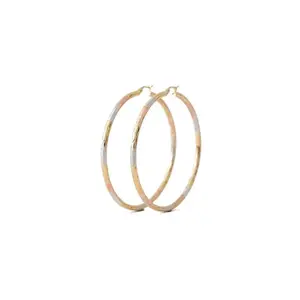 Extra Large Hoop Earrings • Oro Laminado Gold Filled • Tricolor Diamond Cut Finish • Statement Hoops