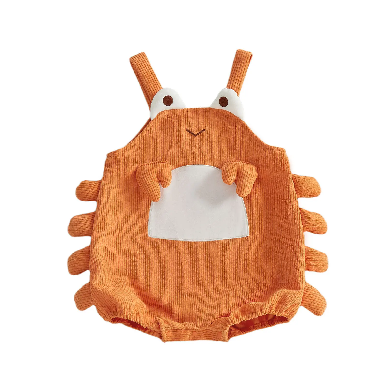 Canrulo Baby Crab Overall Romper Corduroy Sleeveless Cartoon Romper Onesie Cute Gender Neutral Baby Clothes