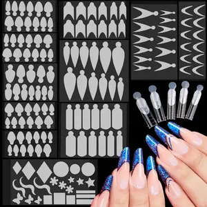 French Nail Forms, 144 PCS Silicone Tip Stickers for Dual Nail Forms, Reusable Pads for Poly Gel Nail Mold, Manicure