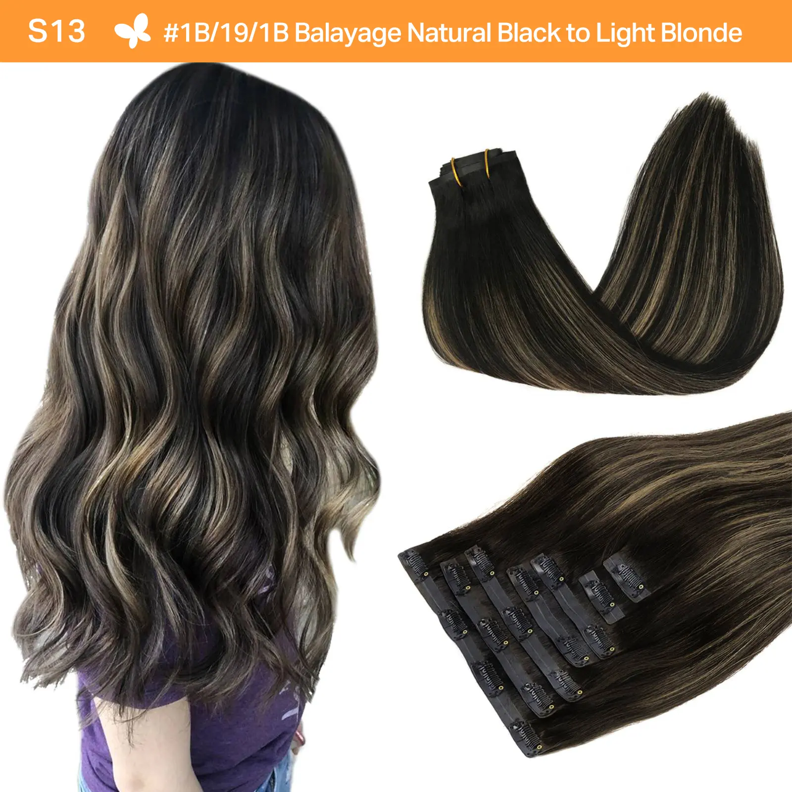 #(T1B/19)P1B Natural Black to Light Blonde