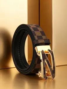 Men's Fashion Geometric Buckle Belt, Casual Business Party Belt, Versatile Elegant Belt, Perfect Birthday Gift, Daily Wear Accessory