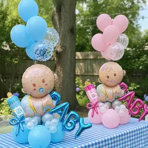 Gender Reveal Party Decorations Balloons Set, Blue Latex Balloons, 16 Inch Baby Slogan Foil Balloon, Baby Shower Supplies, Balloon Decorations Kit, Balloon Garland