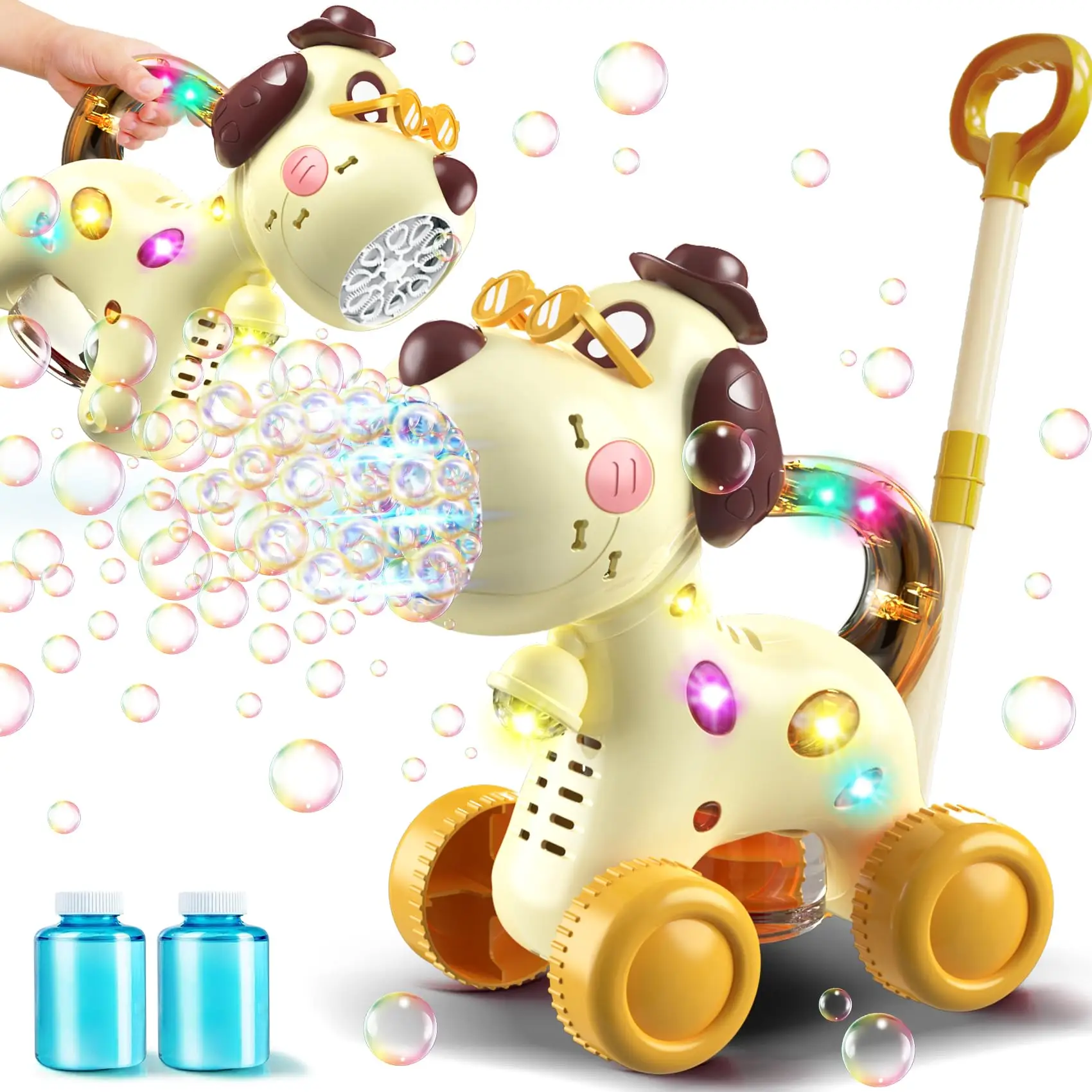 Auto Bubble Machine for kids: Dog & Giraffe Outdoorfun Bubble Toys for Boys Girls - Push or Handheld Bubble Maker for Kids Birthday Gift, Perfect Bubb