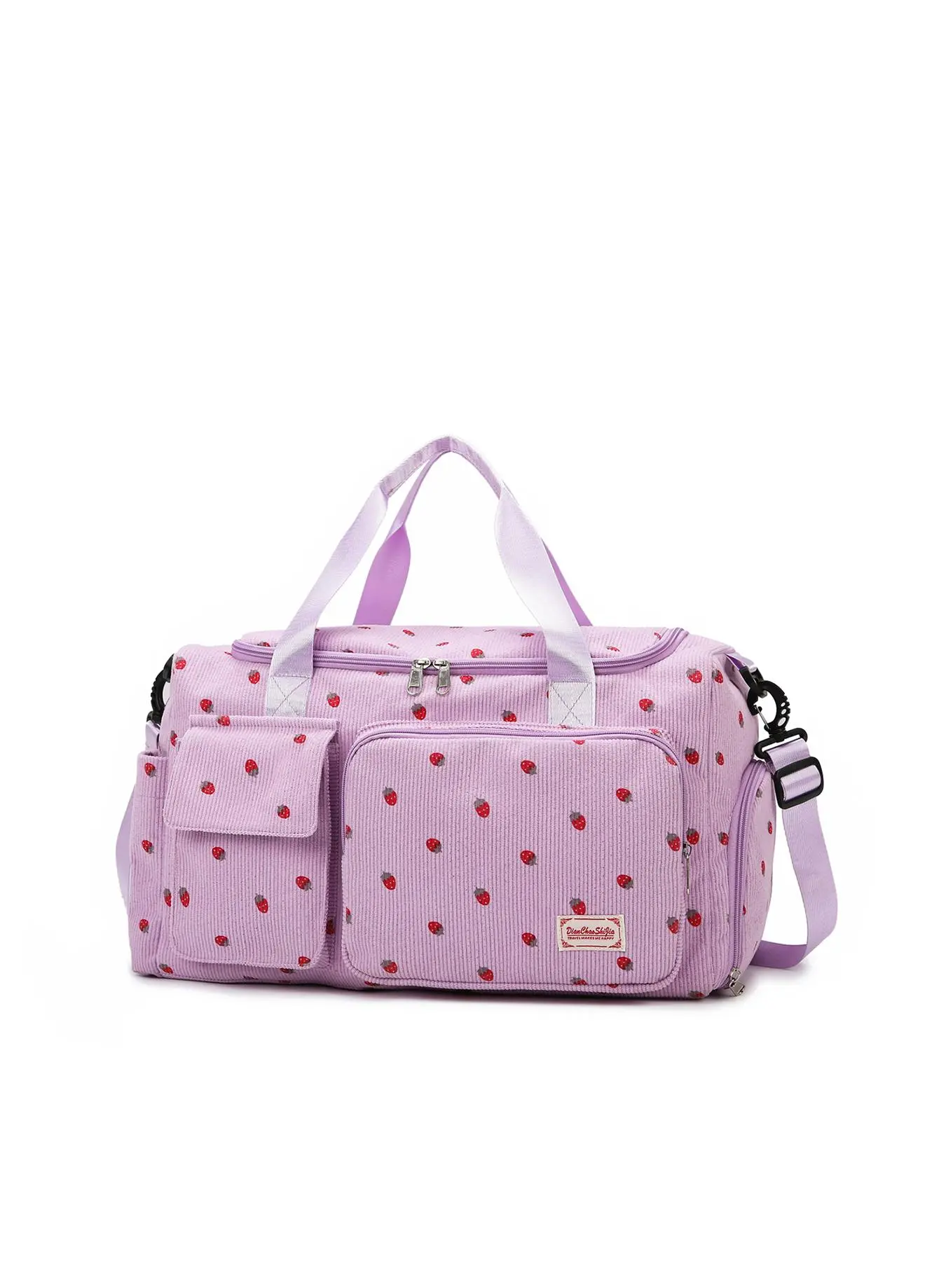 Fashionable Colorblock Strawberry Pattern Duffel Bag, Large Capacity Travel Bag, Simple Lightweight Large Capacity Bag for Business Trips, Outdoor Travel, Travel Duffle Bag