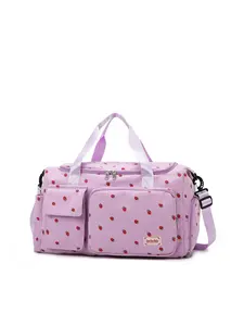 Fashionable Colorblock Strawberry Pattern Duffel Bag, Large Capacity Travel Bag, Simple Lightweight Large Capacity Bag for Business Trips, Outdoor Travel, Travel Duffle Bag
