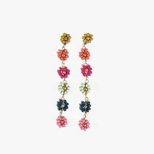 INK + ALLOY Amanda Multi Color Flower Beaded Dangle Earrings Rainbow