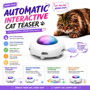 Automatic Interactive Cat Toy, Moving Feather UFO Toy for Indoor Cats, Helps Burn Energy, Reduce Boredom & Prevent Destructive Behavior, USB Rechargeable # SummerVibes