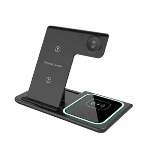 Three-In-One Wireless Charger, Efficient Charging Solution, Compatible with Multiple Devices, Sleek Design, Perfect for Home & Office Use, Smartphone