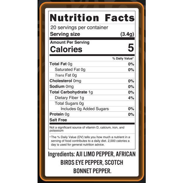 Wild Side Pepper Company Sun Burst Hot Pepper Flakes - Aji Limo, African Bird's Eye, Scotch Bonnet - 64,000 Scoville Heat Rating - Bright Citrus Fruity Heat Wild Flavor
