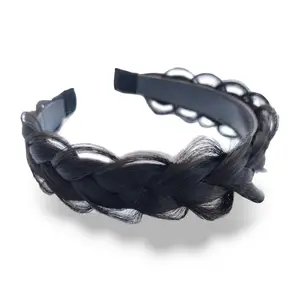 JET BLACK 1B LOOSE BRAID HARD HEADBAND