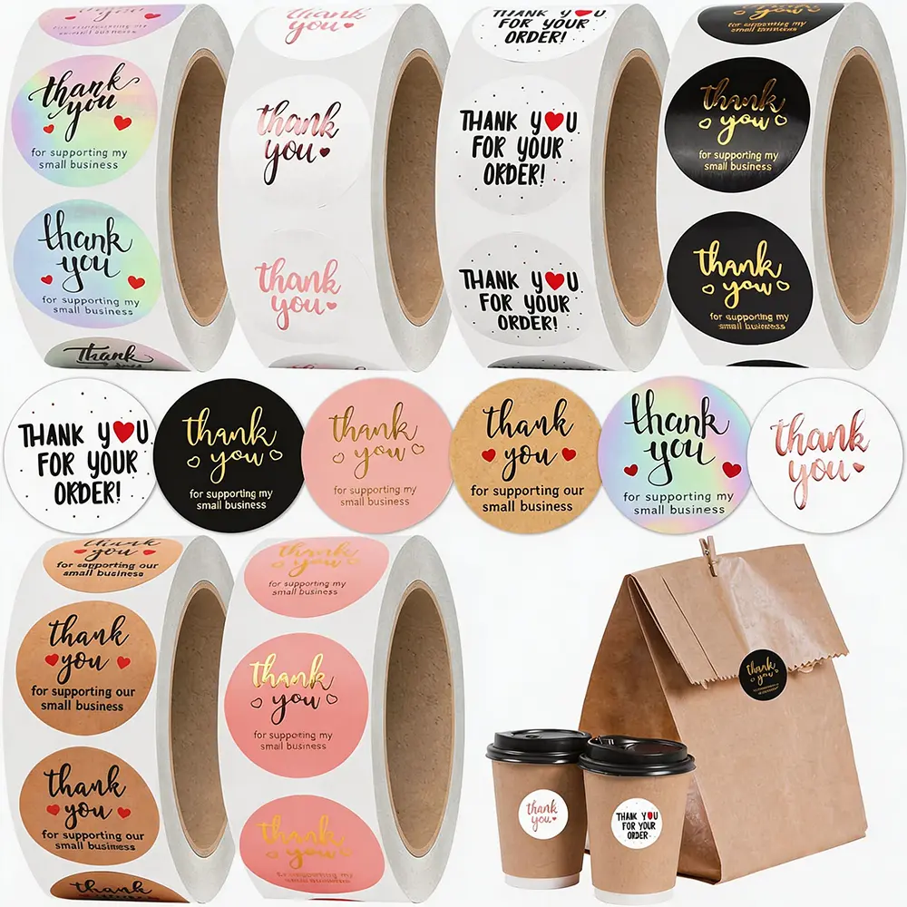 3000Pcs 1Inch Thank You Stickers, 6Rolls Thank You for Supporting My Small Business Stickers Handmand Thank You for Your Order Stickers Labels Packing Supplies for Baking Envelopes Gift Wraps Crafts campingessentials