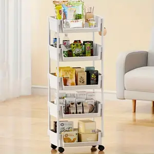 1 piece of 5-layer storage rack - non electric, wheel based mobile rack, suitable for living room, bedroom, dormitory, office, laboratory storage rack