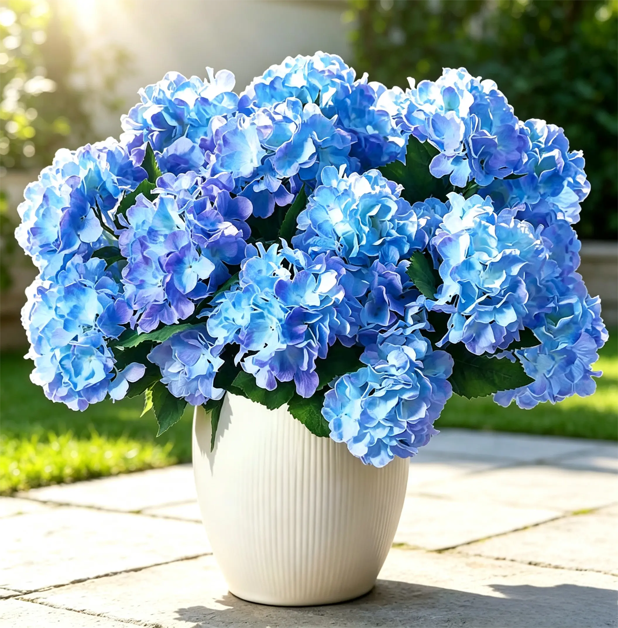 10Pcs Artificial Blue Silk Hydrangea Flowers Stems, UV Resistant Faux Hydrangea Blooms, Realistic Fake Hydrangea for Home Porch Garden Wedding Table Centerpiece, Bridal Bouquet, Christmas Holiday Gift, DIY Floral Arrangement Party Backdrop Decor