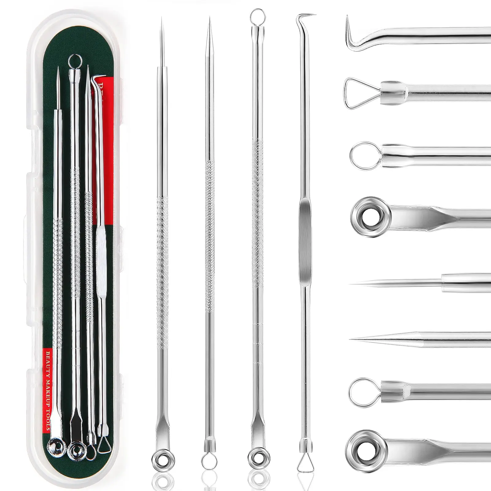 Blackhead Remover Tool, 4 Counts/set Blackhead Remover Tool with Storage Case, Facial Skin Care Tool for Women & Men, Blackhead Cleaning Instrument, Facial Cleansing Tools