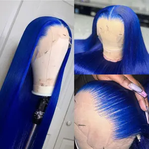 Aodbar hairs 13X6 Lace Front Synthetic Glueless Wig 28 inch Dark Blue Long Silky Straight Lace Front Wig Synthetic Hair Heat Resistant Fiber Hair