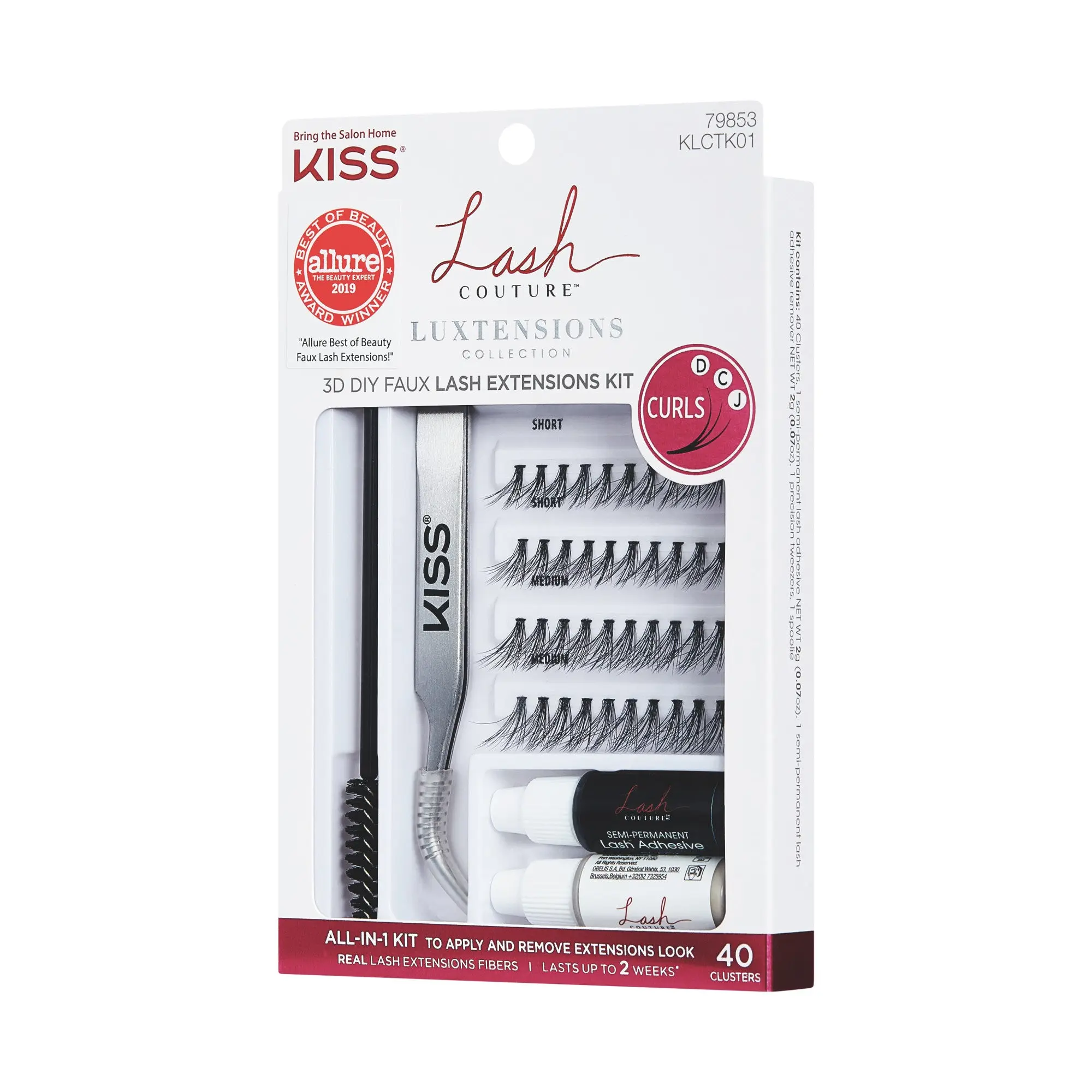 Kiss Lash Couture Luxtensions False Eyelashes Kit | 40 Clusters, Cluster Lashes, 12mm Kiss Lash Couture Luxtensions False Eyelashes Kit | 40 Clusters, Cluster Lashes, 12mm