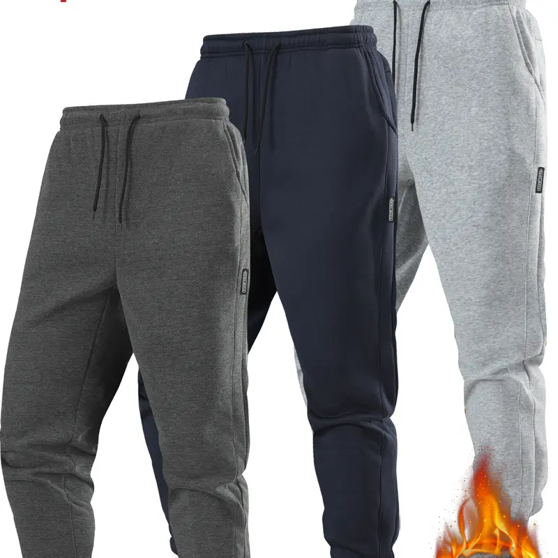 Men's Autumn & Winter Three-Pack Joggers Solid Color Sweatpants for Running Workouts Comfortable Durable 3pcs Set Ideal for Active Lifestyle