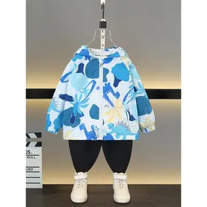 New Spring/Autumn Fashionable Warm Korean-Style Loose Fit Outdoor Jacket for Boys and Girls, Zippered Hooded Design, Casual and Versatile, Suitable for Toddlers and Young Children