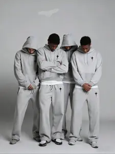 Hot-Selling #StarEmblem Grey Tracksuit Set, Athleisure Sweatsuit with Pockets, Sweatsuit Matching Set – Oversized Streetwear Fit, Premium Cotton Blend, #FallFashion Essential, Minimalist Star Graphic, Must-Have for Trendsetters & Urban Style Enthusiasts