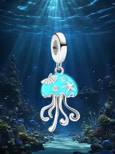 1Pc New Design Luminous Jellyfish Charm Beaded Charm Reversible Shell Charm DIY Jewelry Making Kit for Bracelet Creative Craft Material Holiday Gift Pendant Women Birthday Gift Daily Wear Accessories