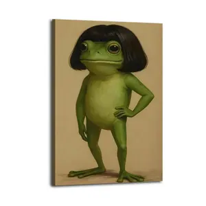 Whimsical Frog Artistic Wall Decor, Waterproof Canvas Poster, Cute And Vibrant Poster for Bathroom, playroom, Living Room, Bedroom, Dorm, A Perfect Gift Idea for New Year Home Decor