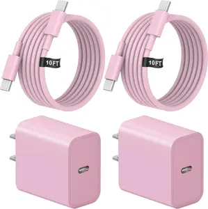 10 Ft  16 15 Charger Fast  USB C Charger Block Type C Chagrer Fast  2-Pack for  16/16 Plus/16 Pro/16 Pro Max/ 15/15 Pro Max/(Pink)