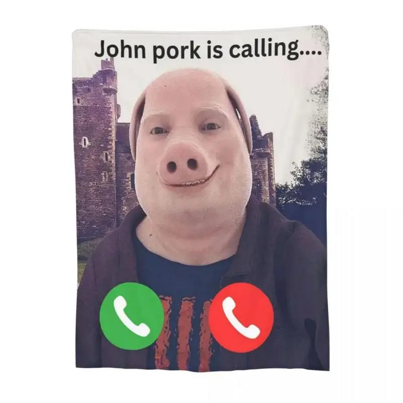 Soft Funny John Pork Throw Blanket Warm Flannel Cover for Bed Living Room Picnic Travel Home Couch