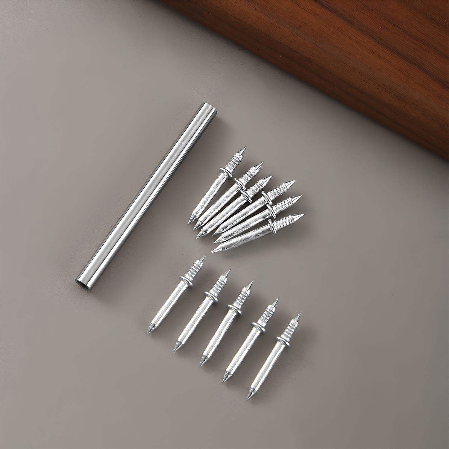 VAYWET 200pcs / 100pcs Double-Head Skirting Thread Seamless Nail Solid Wood Baseboard Screws Invisible Screws Nail with Specific Sleeve Tool Nails Hidden Traceless Sheep Horn Rustproof Masonry Nails Panel Pins Wall Nails For Skirting Lines Wood Veneer
