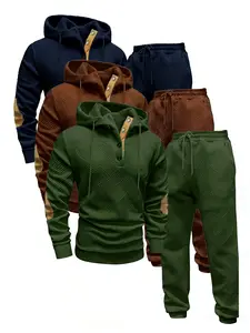3-piece men's casual fashion set knitted jacquard sportswear and pants two-piece set