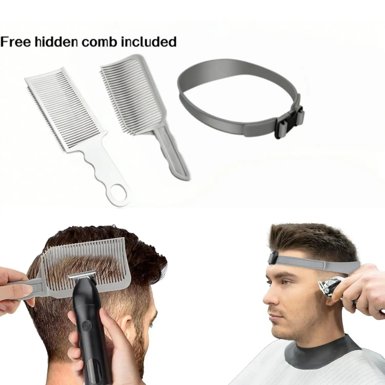 Unisex 4-Piece Hair Cutting Guide Kit - Professional Barber Haircare Equipment with Adjustable Silicone Band, Precision Guides for Accurate Home Hair Trimming, Heatless Hairdressing Tool Set
