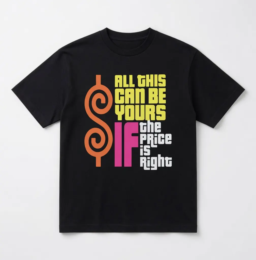 All This Can Be Yours If The Price Is Right Dollar Sign Hustle Money Mindset Graphic Tee Unisex 100% Cotton Oversized Black T-Shirt Motivational Streetwear