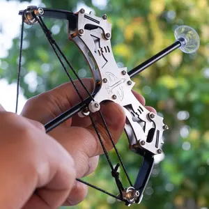 Bow Mini Compound Bow & Arrow Set, 1 Set Stainless Steel Indoor Targeting Archery Leisure Kit with Pulley System, Creative Indoor Recreation Supplies