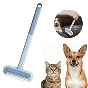 PetGroomer 4-in-1 Pet Grooming Tool with Extended Handle De-shed Demat Brush & Massage in One for Cats & Dogs Essential for Pet Owners Hair Removal Without Bending Over Adjustable Detachable Lint Roller Set