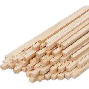 Square Wooden Dowel Rods, 50 count 1/4"x12" Square  Dowels Wooden Sticks for Crafting, Unfinished Hardwood Sticks  Strips Pieces for Woodworking Crafts, Arts, Architecture Model Making and DIYers