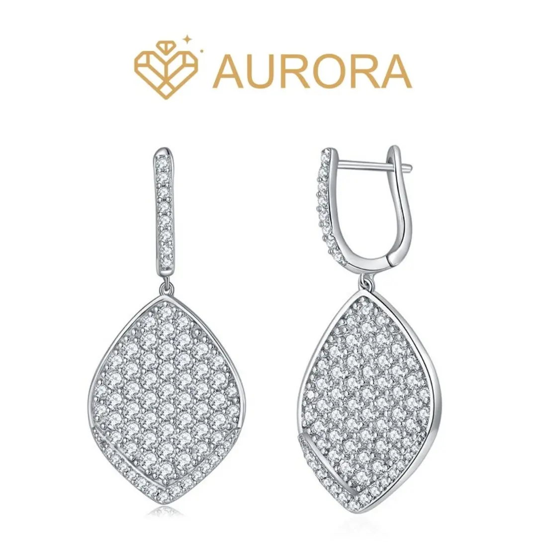 【#33 Geraniums dangler】Moissanite Earrings with 925 Sterling Silver Anniversary Auspicious Birthday Daily Engagement Wedding Earrings Synthetic Moissanite