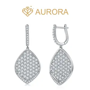 【#33 Geraniums dangler】Moissanite Earrings with 925 Sterling Silver Anniversary Auspicious Birthday Daily Engagement Wedding Earrings Synthetic Moissanite