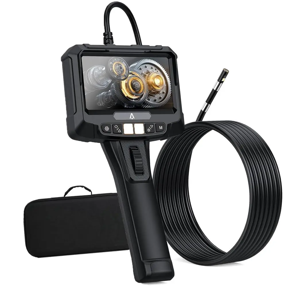 【GARVEE】Single Lens Pipe Endoscope, 5-inch IPS Screen, 1080P HD Lens, IP67 Waterproof LED Light, 6.6ft Flexible gooseneck Snake Camera, 8.5mm Wall Tube for Automotive, Aerospace and Mechanical Inspection