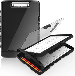 Original Clipboard with Storage & Pen Holder, Heavy Duty Clip Boards 8.5x11 with Dual Storage, Clearview Dry Erase Coach Clipboard with Real Hinge, High Capacity, School & Office Supplies