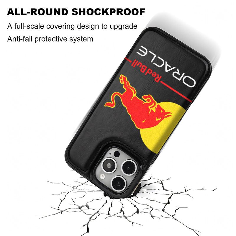 Red Bull Logo Aesthetics Pattern Phone Cases Compatible For With iphone 16 15 14 13 12 PRO PLUS MAX PU Black Durable Flip High quality Leather Credit Card Bag Holder Mother Gift Wallet Shockproof Anti-Drop Full Protection Phone Cases Shell Cover