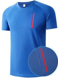 Men's Regular Fit Plain Round Neck Sports Tee, Casual Comfy Breathable Short Sleeve T-shirt for Daily Outdoor Wear, Menswear for All Seasons